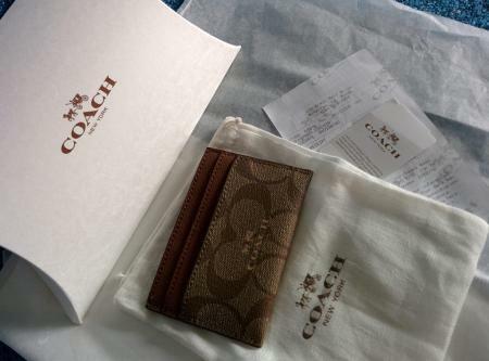 COACH Card Case in Khaki/Saddle color (brand new, complete set)