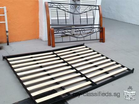 IKEA good quality queen size metal bed frame + queen size mattress