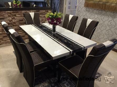 Marble Dinning Table with 6 Chairs