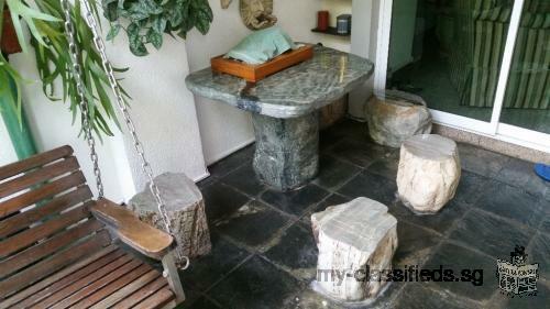 Stone table and stool garden set