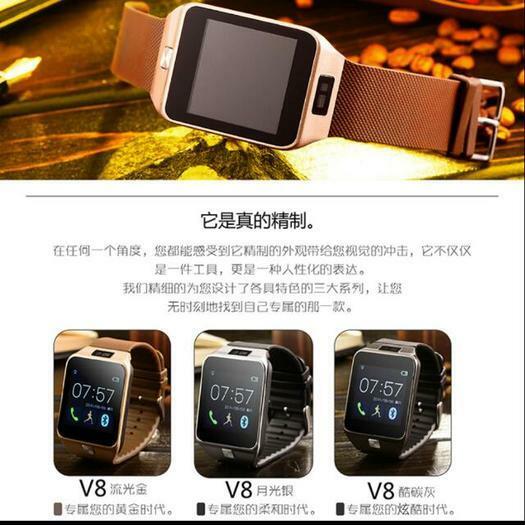 V 8 Elegant Blue Tooth Smart Watch Come In 3 Difference Colour High Quality Material